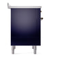 ILVE Nostalgie II 36-Inch Induction Range with 6 Induction Elements, 3.5 cu. ft. Oven, Midnight Blue with Burnished Trim, Triple Glass Door, UPI366NMPMBB