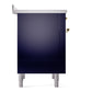 ILVE Nostalgie II 36-Inch Induction Range with 6 Induction Elements, 3.5 cu. ft. Oven, Midnight Blue with Brass Trim, Triple Glass Door, UPI366NMPMBG