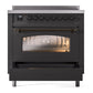 ILVE Nostalgie II 36-Inch Induction Range with 6 Induction Elements, 3.5 cu. ft. Oven, Graphite Matte with Burnished Trim, Triple Glass Door, UPI366NMPMGB
