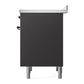 ILVE Nostalgie II 36-Inch Induction Range with 6 Induction Elements, 3.5 cu. ft. Oven, Graphite Matte with Burnished Trim, Triple Glass Door, UPI366NMPMGB
