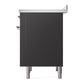 ILVE Nostalgie II 36-Inch Induction Range with 6 Induction Elements, 3.5 cu. ft. Oven, Graphite Matte with Chrome Trim, Triple Glass Door, UPI366NMPMGC