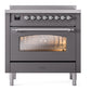 ILVE Nostalgie II 36-Inch Induction Range with 6 Induction Elements, 3.5 cu. ft. Oven, Graphite Matte with Chrome Trim, Triple Glass Door, UPI366NMPMGC