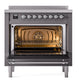 ILVE Nostalgie II 36-Inch Induction Range with 6 Induction Elements, 3.5 cu. ft. Oven, Graphite Matte with Chrome Trim, Triple Glass Door, UPI366NMPMGC