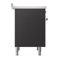 ILVE Nostalgie II 36-Inch Induction Range with 6 Induction Elements, 3.5 cu. ft. Oven, Graphite Matte with Brass Trim, Triple Glass Door, UPI366NMPMGG