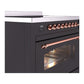 ILVE Nostalgie II 36-Inch Induction Range with 6 Induction Elements, 3.5 cu. ft. Oven, Graphite Matte with Copper Trim, Triple Glass Door, UPI366NMPMGP