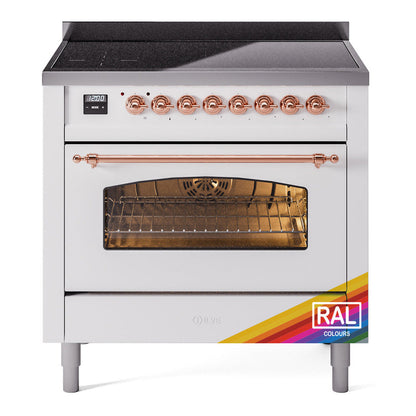 ILVE Nostalgie II 36-Inch Induction Range with 6 Induction Elements, 3.5 cu. ft. Oven, RAL with Copper Trim, Triple Glass Door, UPI366NMPRAP