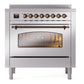 ILVE Nostalgie II 36-Inch Induction Range with 6 Induction Elements, 3.5 cu. ft. Oven, Stainless Steel with Burnished Trim, Triple Glass Door, UPI366NMPSSB