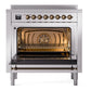 ILVE Nostalgie II 36-Inch Induction Range with 6 Induction Elements, 3.5 cu. ft. Oven, Stainless Steel with Burnished Trim, Triple Glass Door, UPI366NMPSSB