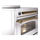 ILVE Nostalgie II 36-Inch Induction Range with 6 Induction Elements, 3.5 cu. ft. Oven, Stainless Steel with Brass Trim, Triple Glass Door, UPI366NMPSSG