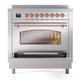 ILVE Nostalgie II 36-Inch Induction Range with 6 Induction Elements, 3.5 cu. ft. Oven, Stainless Steel with Copper Trim, Triple Glass Door, UPI366NMPSSP