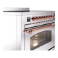 ILVE Nostalgie II 36-Inch Induction Range with 6 Induction Elements, 3.5 cu. ft. Oven, Stainless Steel with Copper Trim, Triple Glass Door, UPI366NMPSSP