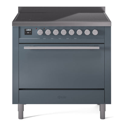ILVE Professional Plus II 36-Inch Induction Range with 6 Induction Elements, 3.5 cu. ft. Oven, Blue Grey, Solid Door, UPI366QMPBG