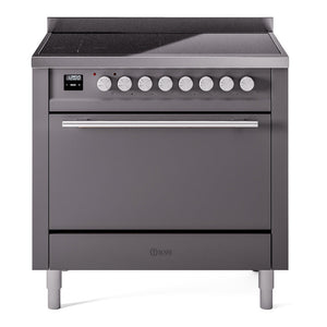 ILVE Professional Plus II 36-Inch Induction Range with 6 Induction Elements, 3.5 cu. ft. Oven, Graphite Matte, Solid Door, UPI366QMPMG