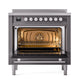 ILVE Professional Plus II 36-Inch Induction Range with 6 Induction Elements, 3.5 cu. ft. Oven, Graphite Matte, Solid Door, UPI366QMPMG