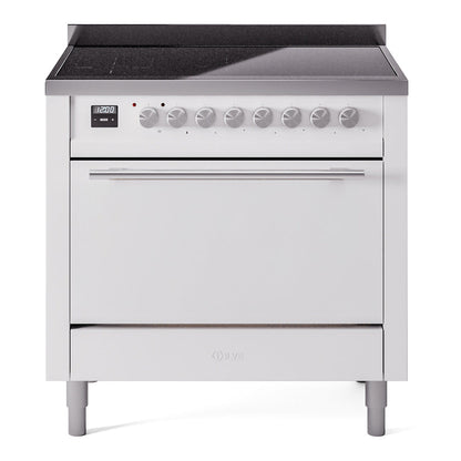 ILVE Professional Plus II 36-Inch Induction Range with 6 Induction Elements, 3.5 cu. ft. Oven, White, Solid Door, UPI366QMPWH