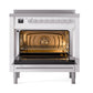 ILVE Professional Plus II 36-Inch Induction Range with 6 Induction Elements, 3.5 cu. ft. Oven, White, Solid Door, UPI366QMPWH