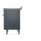 ILVE Nostalgie II 36-Inch Induction Range with 6 Induction Elements, 3.5 cu. ft. Oven, Blue Grey with Chrome Trim, Solid Door, UPI366QNMPBGC
