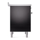 ILVE Nostalgie II 36-Inch Induction Range with 6 Induction Elements, 3.5 cu. ft. Oven, Glossy Black with Chrome Trim, Solid Door, UPI366QNMPBKC