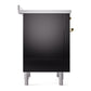 ILVE Nostalgie II 36-Inch Induction Range with 6 Induction Elements, 3.5 cu. ft. Oven, Glossy Black with Copper Trim, Solid Door, UPI366QNMPBKP
