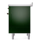 ILVE Nostalgie II 36-Inch Induction Range with 6 Induction Elements, 3.5 cu. ft. Oven, Emerald Green with Chrome Trim, Solid Door, UPI366QNMPEGC