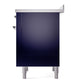 ILVE Nostalgie II 36-Inch Induction Range with 6 Induction Elements, 3.5 cu. ft. Oven, Midnight Blue with Chrome Trim, Solid Door, UPI366QNMPMBC