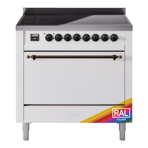 ILVE Nostalgie II 36-Inch Induction Range with 6 Induction Elements, 3.5 cu. ft. Oven, RAL with Burnished Trim, Solid Door, UPI366QNMPRAB