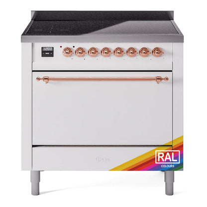 ILVE Nostalgie II 36-Inch Induction Range with 6 Induction Elements, 3.5 cu. ft. Oven, RAL with Copper Trim, Solid Door, UPI366QNMPRAP