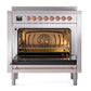 ILVE Nostalgie II 36-Inch Induction Range with 6 Induction Elements, 3.5 cu. ft. Oven, Stainless Steel with Copper Trim, Solid Door, UPI366QNMPSSP