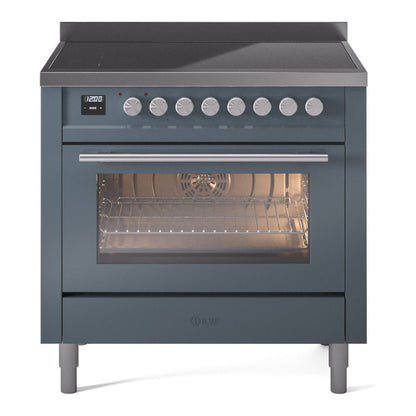 ILVE Professional Plus II 36-Inch Induction Range with 6 Induction Elements, 3.5 cu. ft. Oven, Blue Grey, Triple Glass Door, UPI366WMPBG