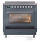 ILVE Professional Plus II 36-Inch Induction Range with 6 Induction Elements, 3.5 cu. ft. Oven, Blue Grey, Triple Glass Door, UPI366WMPBG