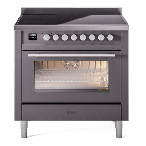 ILVE Professional Plus II 36-Inch Induction Range with 6 Induction Elements, 3.5 cu. ft. Oven, Graphite Matte, Triple Glass Door, UPI366WMPMG