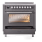 ILVE Professional Plus II 36-Inch Induction Range with 6 Induction Elements, 3.5 cu. ft. Oven, Graphite Matte, Triple Glass Door, UPI366WMPMG
