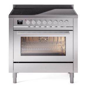 ILVE Professional Plus II 36-Inch Induction Range with 6 Induction Elements, 3.5 cu. ft. Oven, Stainless Steel, Triple Glass Door, UPI366WMPSS