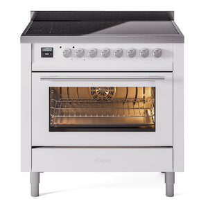 ILVE Professional Plus II 36-Inch Induction Range with 6 Induction Elements, 3.5 cu. ft. Oven, White, Triple Glass Door, UPI366WMPWH