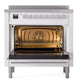 ILVE Professional Plus II 36-Inch Induction Range with 6 Induction Elements, 3.5 cu. ft. Oven, White, Triple Glass Door, UPI366WMPWH