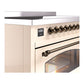 ILVE Nostalgie II 48-Inch Induction Range with 6 Induction Elements, 5.02 cu. ft. Oven, Antique White with Burnished Trim, Triple Glass Door, UPI486NMPAWB