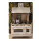 ILVE Nostalgie II 48-Inch Induction Range with 6 Induction Elements, 5.02 cu. ft. Oven, Antique White with Chrome Trim, Triple Glass Door, UPI486NMPAWC