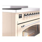 ILVE Nostalgie II 48-Inch Induction Range with 6 Induction Elements, 5.02 cu. ft. Oven, Antique White with Chrome Trim, Triple Glass Door, UPI486NMPAWC