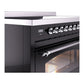 ILVE Nostalgie II 48-Inch Induction Range with 6 Induction Elements, 5.02 cu. ft. Oven, Glossy Black with Chrome Trim, Triple Glass Door, UPI486NMPBKC