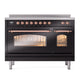 ILVE Nostalgie II 48-Inch Induction Range with 6 Induction Elements, 5.02 cu. ft. Oven, Glossy Black with Copper Trim, Triple Glass Door, UPI486NMPBKP