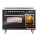 ILVE Nostalgie II 48-Inch Induction Range with 6 Induction Elements, 5.02 cu. ft. Oven, Glossy Black with Copper Trim, Triple Glass Door, UPI486NMPBKP