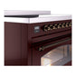ILVE Nostalgie II 48-Inch Induction Range with 6 Induction Elements, 5.02 cu. ft. Oven, Burgundy with Burnished Trim, Triple Glass Door, UPI486NMPBUB