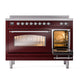 ILVE Nostalgie II 48-Inch Induction Range with 6 Induction Elements, 5.02 cu. ft. Oven, Burgundy with Chrome Trim, Triple Glass Door, UPI486NMPBUC