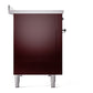 ILVE Nostalgie II 48-Inch Induction Range with 6 Induction Elements, 5.02 cu. ft. Oven, Burgundy with Chrome Trim, Triple Glass Door, UPI486NMPBUC