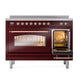 ILVE Nostalgie II 48-Inch Induction Range with 6 Induction Elements, 5.02 cu. ft. Oven, Burgundy with Copper Trim, Triple Glass Door, UPI486NMPBUP
