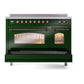 ILVE Nostalgie II 48-Inch Induction Range with 6 Induction Elements, 5.02 cu. ft. Oven, Emerald Green with Burnished Trim, Triple Glass Door, UPI486NMPEGB