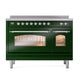 ILVE Nostalgie II 48-Inch Induction Range with 6 Induction Elements, 5.02 cu. ft. Oven, Emerald Green with Chrome Trim, Triple Glass Door, UPI486NMPEGC
