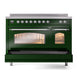 ILVE Nostalgie II 48-Inch Induction Range with 6 Induction Elements, 5.02 cu. ft. Oven, Emerald Green with Chrome Trim, Triple Glass Door, UPI486NMPEGC