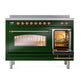 ILVE Nostalgie II 48-Inch Induction Range with 6 Induction Elements, 5.02 cu. ft. Oven, Emerald Green with Brass Trim, Triple Glass Door, UPI486NMPEGG