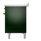 ILVE Nostalgie II 48-Inch Induction Range with 6 Induction Elements, 5.02 cu. ft. Oven, Emerald Green with Brass Trim, Triple Glass Door, UPI486NMPEGG
